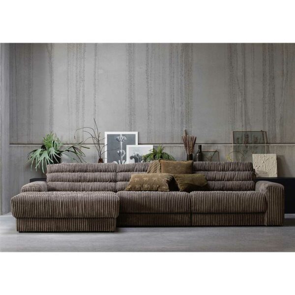 XL Ecksofa mit breitem Cordbezug Schlammfarben