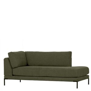 Recamiere Modul Sofa links in Dunkelgrün Vierfußgestell aus Metall
