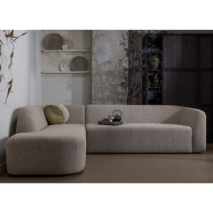 Sofa Eckgarnitur Beige aus Chenillegewebe 274 cm breit