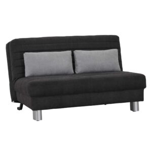 Schlafcouch in Schwarz Grau Stoff Metall