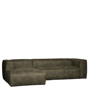 Sofa Rundecke in Olivgrün Recyclingleder 305 cm breit