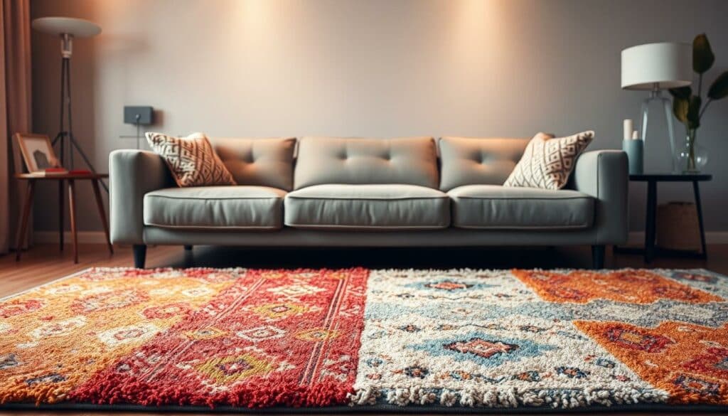 graue couch welcher teppich