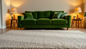 grüne couch welcher teppich