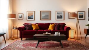 welche farbe passt zu bordeaux sofa